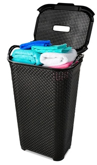 Cesto Rattan com Tampa Basculada 50L - Organize com Estilo e Praticidade - imagem 1