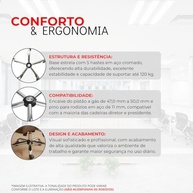 Base Estrela Cromada para Cadeira Presidente com Rodízios - Aço Reforçado 5 Hastes Premium - imagem 5