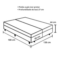 Cama Box Baú Casal Bipartido com Pistão A Gás - Estrutura Reforçada e Espaço Extra - Imperium do Sono - imagem 2