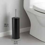 Escova Sanitária Matte com Cabo em Aço Inox – Base Preta com Tampa, 36 cm - imagem 4