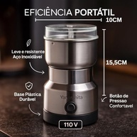 Moedor de Café Elétrico 150W com Lâminas Inox - Tritura Grãos, Sementes e Especiarias com Baixo Ruído - imagem 4