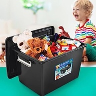 Kit 2 Caixas Organizadoras 56L com Tampa e Trava - Design Retangular Preto - imagem 2