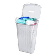 Cesto de Roupa Branco Rattan com Tampa Basculada e Alça - Organize com Estilo e Praticidade - imagem 5