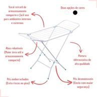 Varal Portátil de Chão com Abas Dobráveis – Resistente e Prático para Casa e Viagem (Branco) - imagem 3