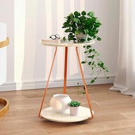 Mesinha Lateral Redonda Sofia em Off White com Pés de Ferro Cobre - Decore com Estilo e Funcionalidade - imagem 3
