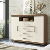 Cômoda Master 2P+4G+1Nicho com Rodízios Jatobá/Areia - Organize seu Quarto com Estilo - imagem 1