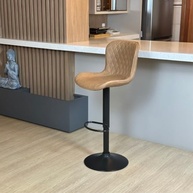 Banqueta Alta Giratória com Encosto em Couro PU - Conforto e Estilo Moderno para Cozinhas e Bares (Caramelo) - imagem 5