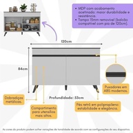 Balcão de Cozinha com Pia 120cm Veneza - 2 Portas Modernas com Prateleiras | Design Retro Elegante - imagem 3