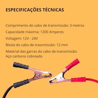 Cabo de Bateria 3m 1200A com Garras de Aço Cobreado: Recarga Rápida e Segura para Seu Veículo! - imagem 4
