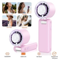 Basike Ventilador de Mão Portátil Recarregável com Display Digital, 100 Níveis de Velocidade, Função Resfriamento, 12W, Bateria 6000mAh, Ângulo 180°, Ideal para Casa, Viagens e Escritório (Branco) - imagem 3
