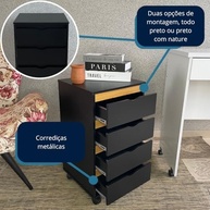Gaveteiro Movlar 4 Gavetas com Rodinhas - Design Moderno para Escritório e Organização - imagem 5