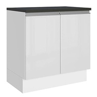 Balcão Madesa Acordes 80cm com 2 Portas - Design Moderno em MDF Branco Brilhante - imagem 2