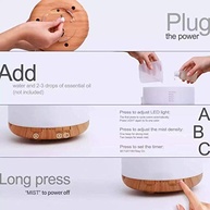 Difusor de Aromas Elétrico 500ml com LED, Controle Remoto e Função de Desligamento Automático - Umidificador e Purificador de Ar - imagem 4