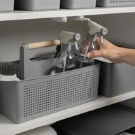 Organizador Multiuso 8L Flow - Com Alça em Bambu e Divisórias | Ideal para Produtos de Limpeza e Itens do Dia a Dia - imagem 5