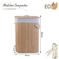 Cesto de Roupas Sujas Dobrável 70L em Bambu com Tampa e Forro Removível – Ideal para Banheiro, Lavanderia e Brinquedos - imagem 3