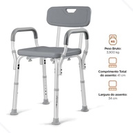 Banco Cadeira para Banho com Encosto e Apoio de Braços - Segurança e Conforto até 130kg - imagem 4