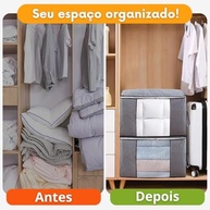 Kit com 6 Bolsas Organizadoras Multiuso com Zíper e Visor Transparente - Dobráveis e Empilháveis | Armazenamento Inteligente para Roupas, Sapatos e Brinquedos - imagem 4