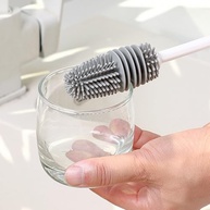 Kit 2 Escovas de Silicone Multiuso para Limpeza - Branco e Cinza - 31,5cm com Cabo Anatômico - imagem 3