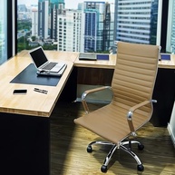 Cadeira Presidente Boston Eames com Esteirinha em Bege - Conforto e Estilo para Seu Escritório - imagem 2