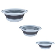 Conjunto de 3 Bacias Retráteis Dobráveis Multiuso 13L/7L/3L com Alças - Branco e Cinza - imagem 2