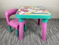 Mesa Infantil Unicórnio com Tampa Removível e Cadeira - Rosa Divertido para Brincar e Aprender - imagem 3