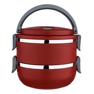 Euro Home - Marmita Dupla Lunch Box Vermelha 1,4L com Alça e Vedação | Ideal para Refeições Saudáveis - imagem 4