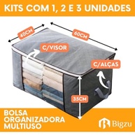 Kit com 6 Bolsas Organizadoras Multiuso com Zíper e Visor Transparente - Dobráveis e Empilháveis | Armazenamento Inteligente para Roupas, Sapatos e Brinquedos - imagem 3
