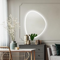 Espelho Orgânico 70x58 com LED Embutido e Fonte Bivolt - Iluminação Moderna e Elegante - imagem 1