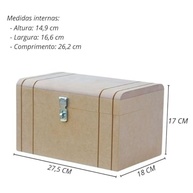 Caixa Baú de Madeira Grande em MDF com Fecho para Cadeado - Organize com Estilo e Segurança - imagem 3