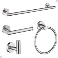 Kit de Acessórios para Banheiro com Acabamento Redondo em Aço Inox Escovado - 4 Peças Premium - imagem 2