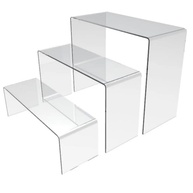 Conjunto de 3 Expositores Escada em Acrílico Transparente - Organize com Estilo Sapatos, Cosméticos e Doces - imagem 1