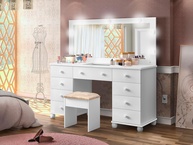 Penteadeira LX Camarim 9 Gavetas com LED, Espelho e Banqueta – Organize seu Espaço com Estilo - imagem 1