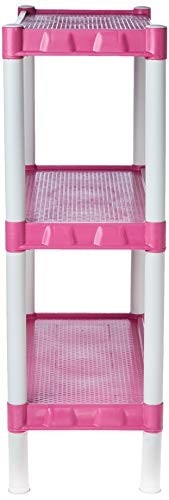 Estante Modular Rosa 3 Prateleiras - Design Moderno e Resistente com Suportes Brancos - imagem 5