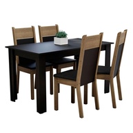 Conjunto de Jantar Havana Madesa - Mesa 136cm com 4 Cadeiras Estofadas em Preto Rustic - imagem 1