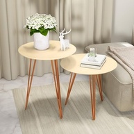 Conjunto de 2 Mesinhas Laterais Redondas com Pés de Ferro - Design Moderno para Sala e Cômodo - imagem 3