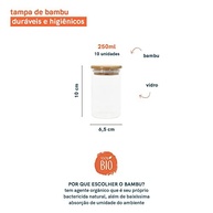 Oikos - Kit 10 Potes de Vidro 250ml com Tampa de Bambu Hermética | Armazenamento Elegante e Durável - imagem 4