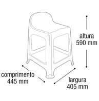 Kit com 2 Bancos de Plástico com Encosto - Banquetas Empilháveis Pretas para Conforto e Estilo - imagem 3