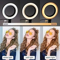 Kit Ring Light 26cm com Tripé e Suporte para 4 Celulares - Iluminação Profissional para Youtubers e Selfies - imagem 5