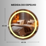 Espelho Redondo com LED Jateado 40x40cm | Iluminação Touch Luxuosa - imagem 3