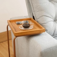 Mesa de Apoio Lateral para Sofá Anny com Base em Metal Cobre e Tampo em MDF Mel - imagem 4