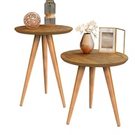 Kit Mesa Lateral e Apoio para Sofá Retrô Classic em Freijó com Design Moderno - imagem 1