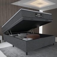 Cama Box Baú Casal com Colchão Gazin Maximus Molas Ensacadas 138x188cm - Conforto Premium em Tecido Linho - imagem 3
