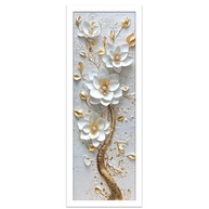 Kit 2 Quadros 18x45 cm com Moldura e Vidro - Árvore Dourada com Flor (Branco) - Decoração Elegante e Sustentável - imagem 4