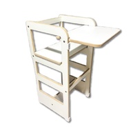 Torre de Aprendizagem Montessori com Acessórios - Branca com Mesa Sensorial, Mesa de Giz e Bandeja - imagem 1