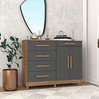 Cômoda 2 Portas 5 Gavetas Sirius Nature/Alasca - Organize seu Espaço com Estilo - imagem 2