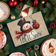 Jogo Americano de Mesa de Natal 29x43cm - Design Let It Snow com Boneco de Neve - imagem 4