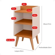 Conjunto de Mesas de Cabeceira Charme Retro com Nicho Organizador - 2 Unidades Off White e Cinamomo - imagem 4