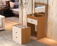 Penteadeira Olivia 3 Gavetas com Banqueta Embutida e Rodízios – Design Moderno e Funcionalidade Completa - imagem 1
