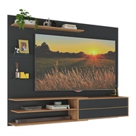 Painel TV 65" com Porta e Prateleiras Multimóveis MP1064 Rustic/Preto - imagem 1