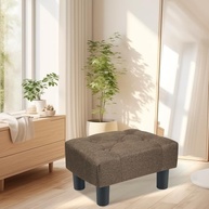 Poofzy Banqueta para os Pés Pequena - Otmoma de Linho com Pernas, Descanso de Pé Retangular para Sofá, Apoio para Pés e Pufes Pequeno para Sala de Estar e Entrada (Bege) - imagem 3